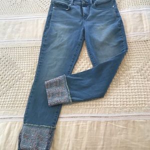 NYDJ Cuff Embroidered Cropped Jeans